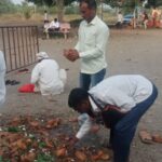 श्री क्षेत्र चाकरवाडी येथे नारळ फोडुन लहु बनसोडे यांनी केली प्रचाराला सुरुवात